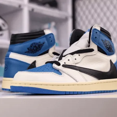 Travis Scott x Fragment x Jordan 1 “ Milit ary Blue" - Image 3