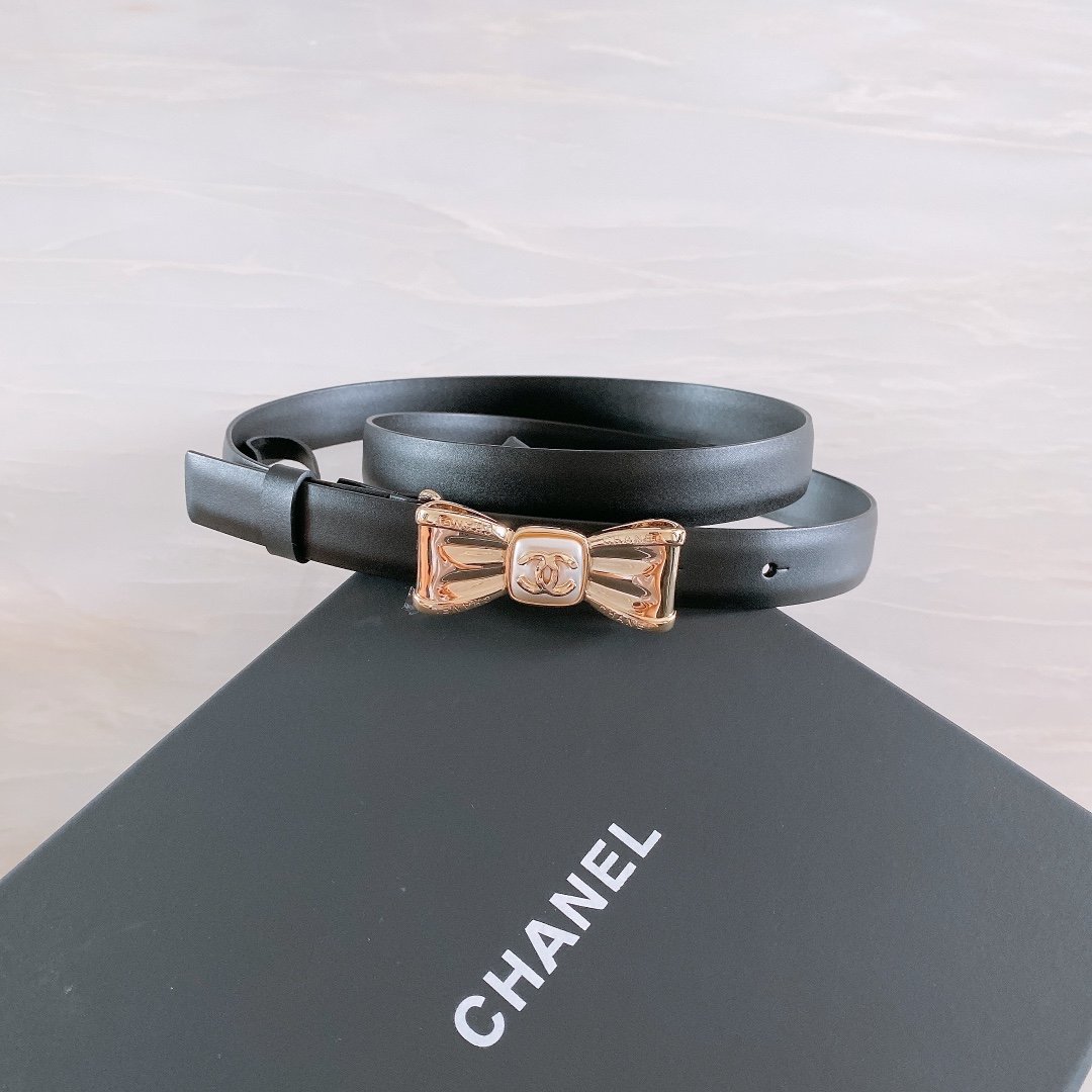 Chanel Belt With Ribbon Buckle Black Women Belt 30MM - Image 1