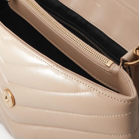 SAINT LAURENT YSL Loulou Medium Quilted Leather Shoulder Bag Beige - Image 3