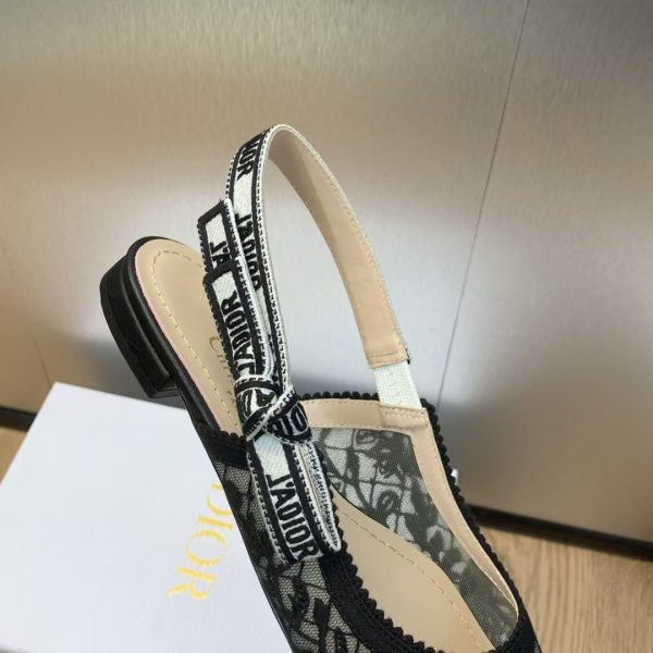 Dior Embroidered Sandals Slingback Flat Mules Black