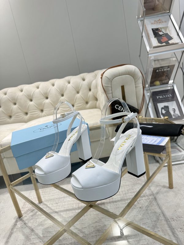 Prada Buckle Square-Heel Sandals
