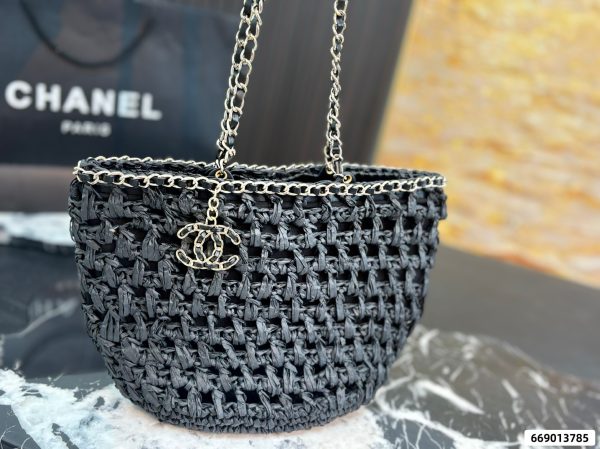 Chanel 23P Chain-Handled Woven Bag