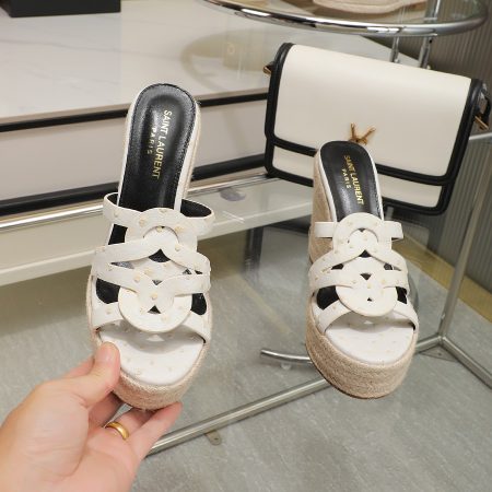 YSL Braided Wedge Sandals - Image 3