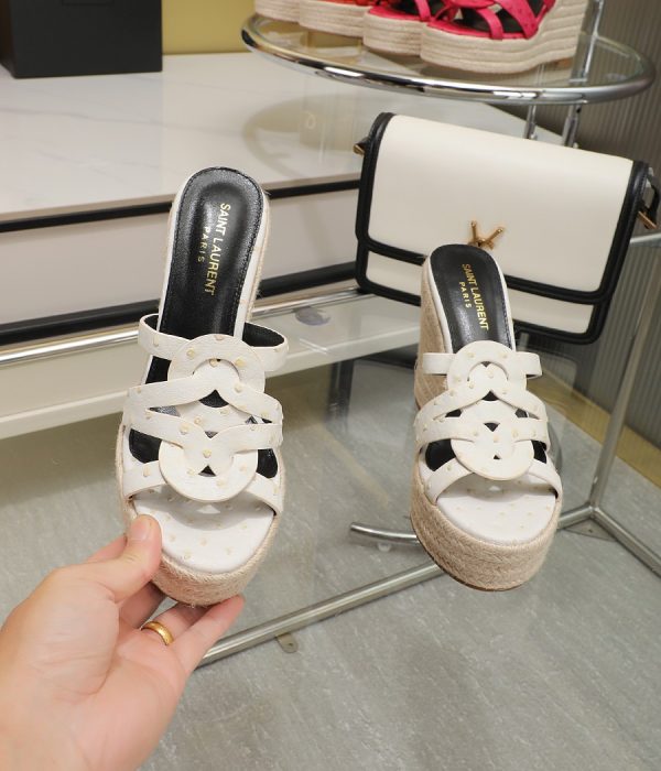 YSL Braided Wedge Sandals