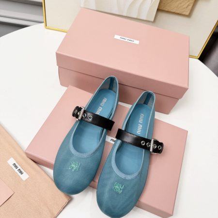 MIU MIU Anise Mesh Fabric Ballerinas - Image 1