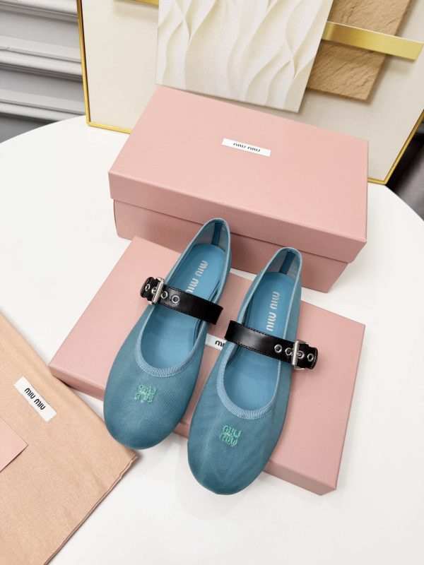 MIU MIU Anise Mesh Fabric Ballerinas