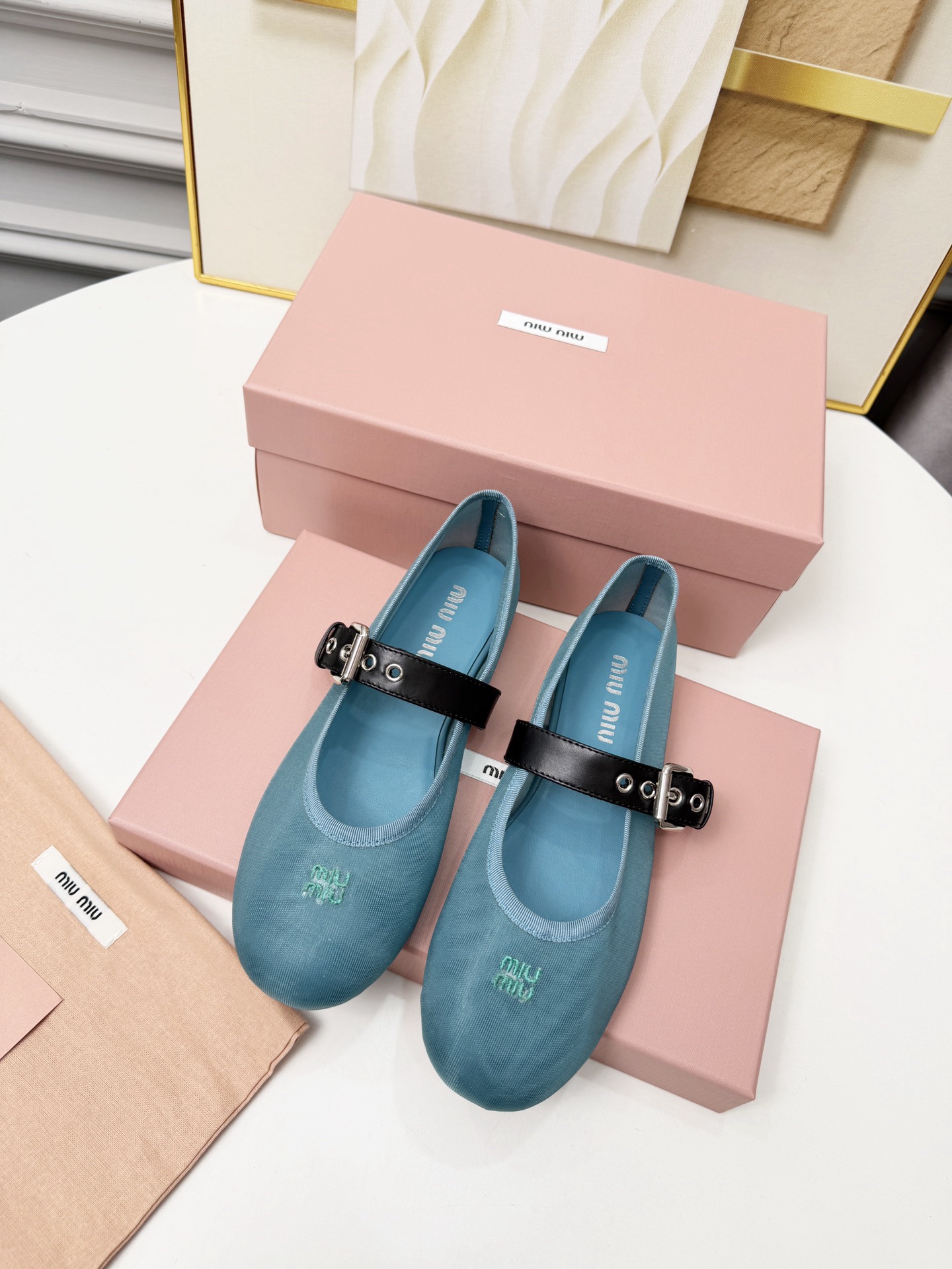 MIU MIU Anise Mesh Fabric Ballerinas - Image 1