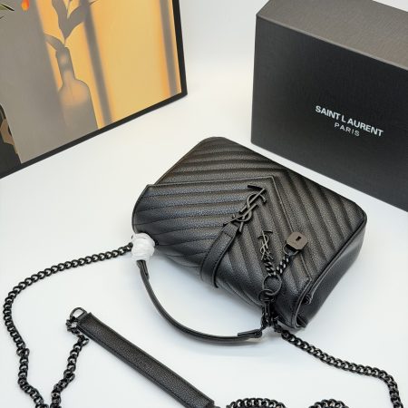 YSL College Black and Gold Messenger Bag - Image 6