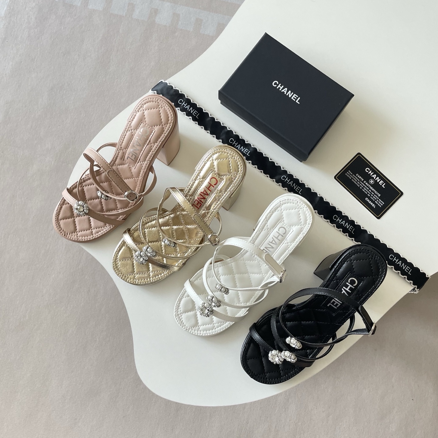 Chanel 6P Camellia Chunky-Heel Sandals - Image 2