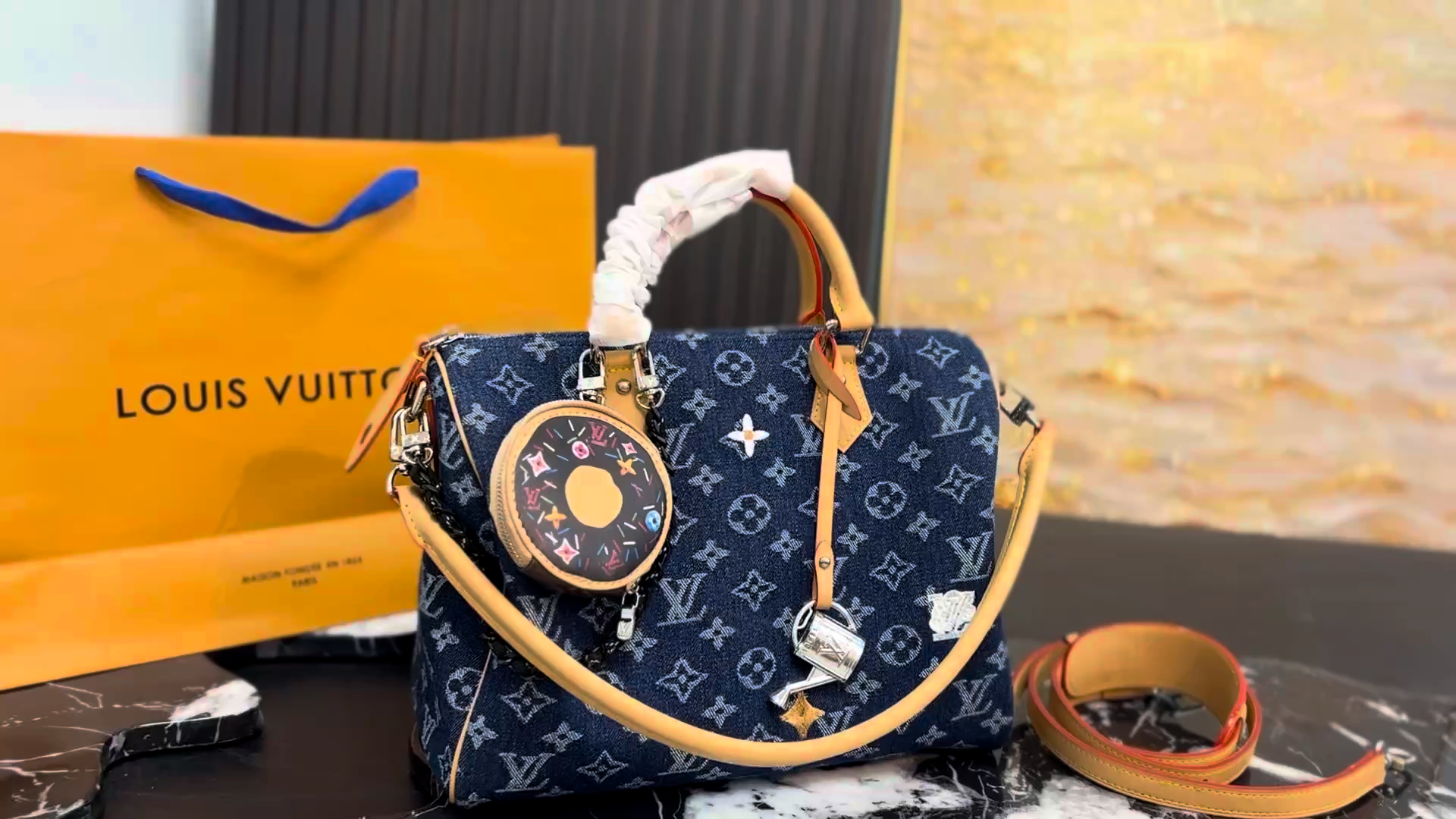LV Denim Pillow Bag - Image 2
