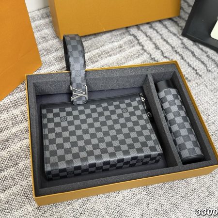 LV Belt + Handbag 2-Piece Set Damier Black (No water bottle)