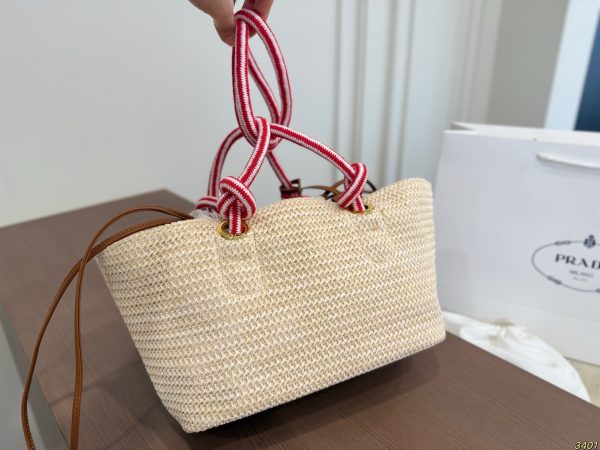 Prada Basket Tote Bag, Woven Straw Bag