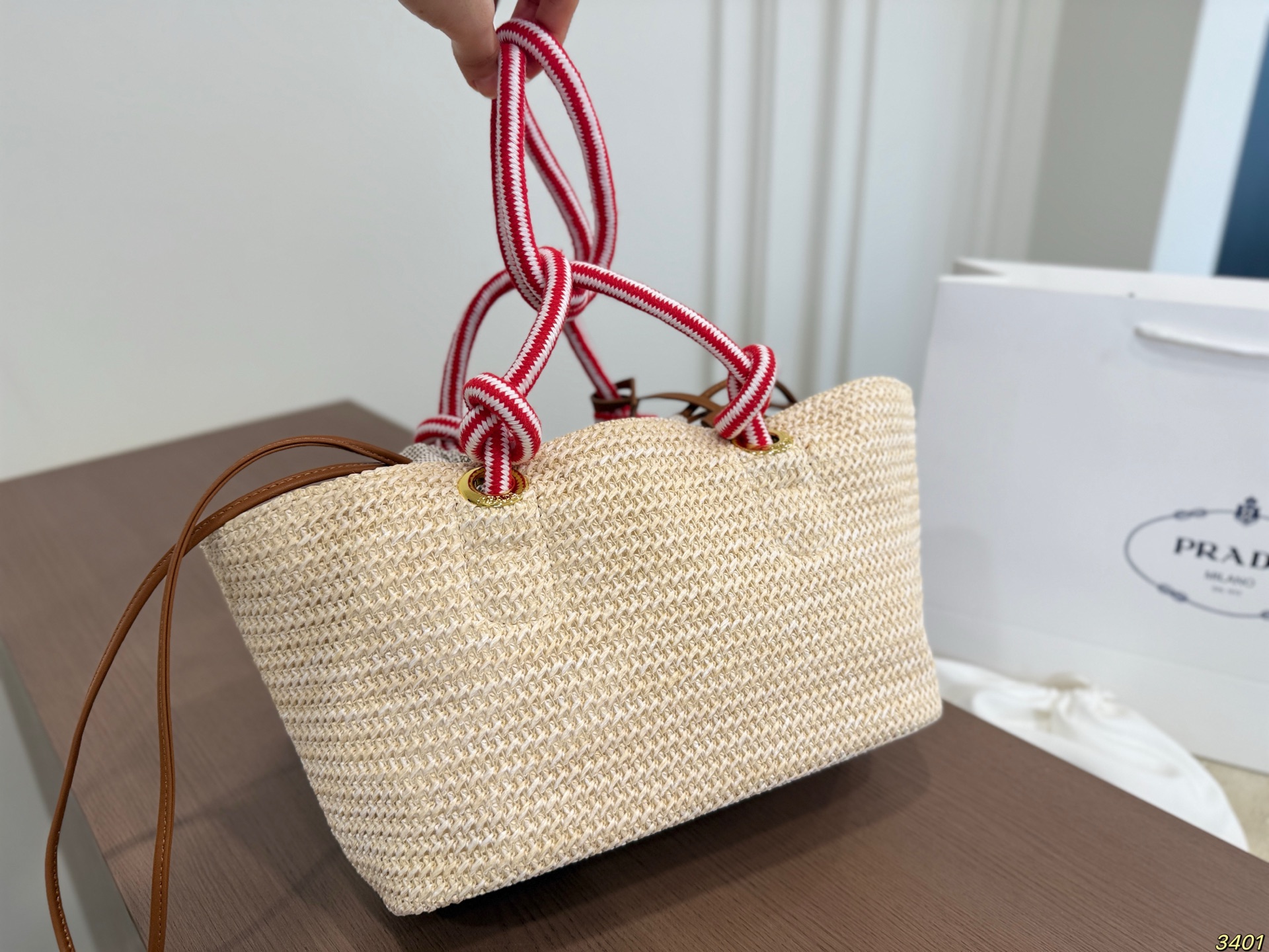 Prada Basket Tote Bag, Woven Straw Bag - Image 6