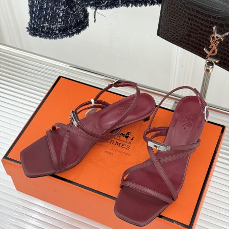 Hermès Kelly Buckle Thin-Strap Kitten-Heel Sandals - Image 6