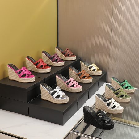 YSL Braided Wedge Sandals - Image 2