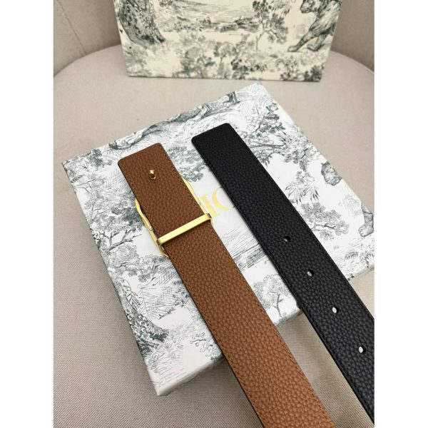 Dior cowhide and bottom leather, palladium plated pure steel buckle 35MM