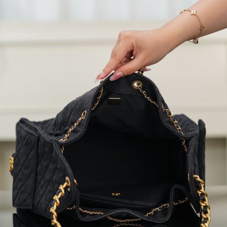 Chanel 25P Hobo Medium Handbag Denim & Gold-Tone Metal Top Quality - Image 10