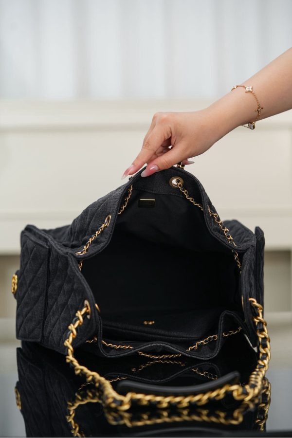 Chanel 25P Hobo Medium Handbag Denim & Gold-Tone Metal Top Quality