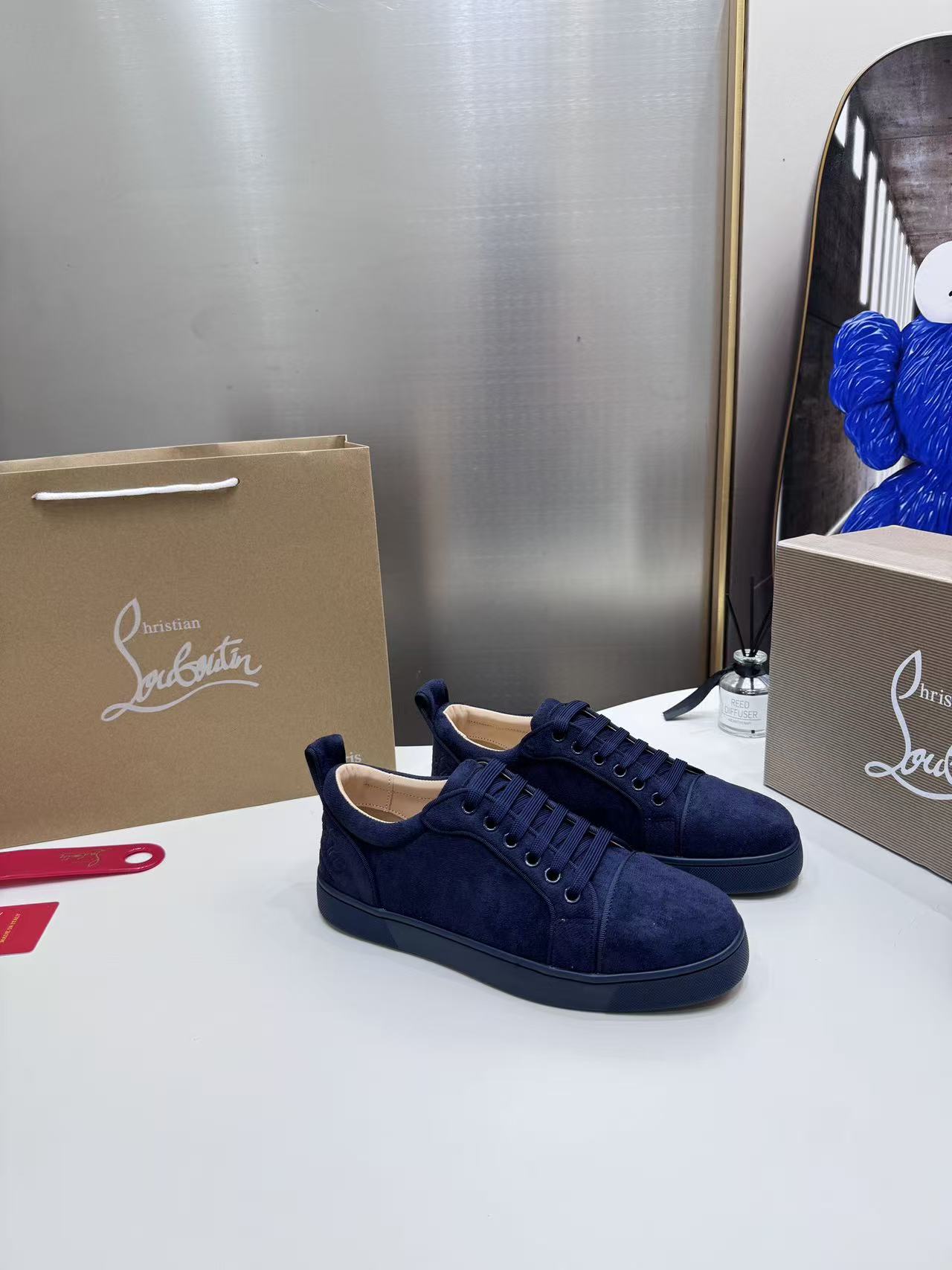Christian Louboutin Navy Suede Couple's Shoes - Image 1