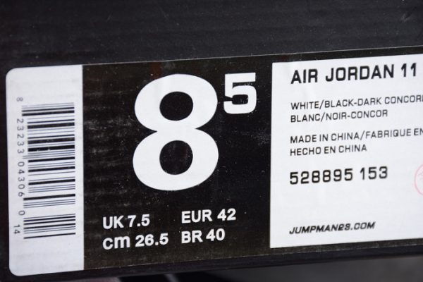 AIR JORDAN 11 RETRO LOW "CONCORD" BLACK/ WHITE mens 528895-153