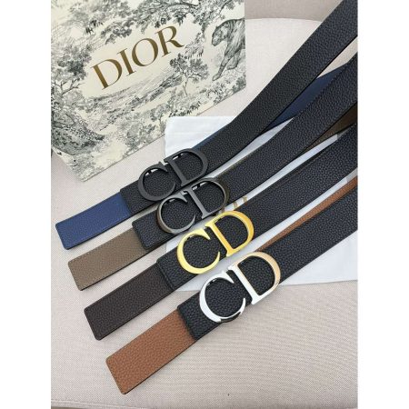 Dior cowhide and bottom leather, palladium plated pure steel buckle 35MM - Image 2
