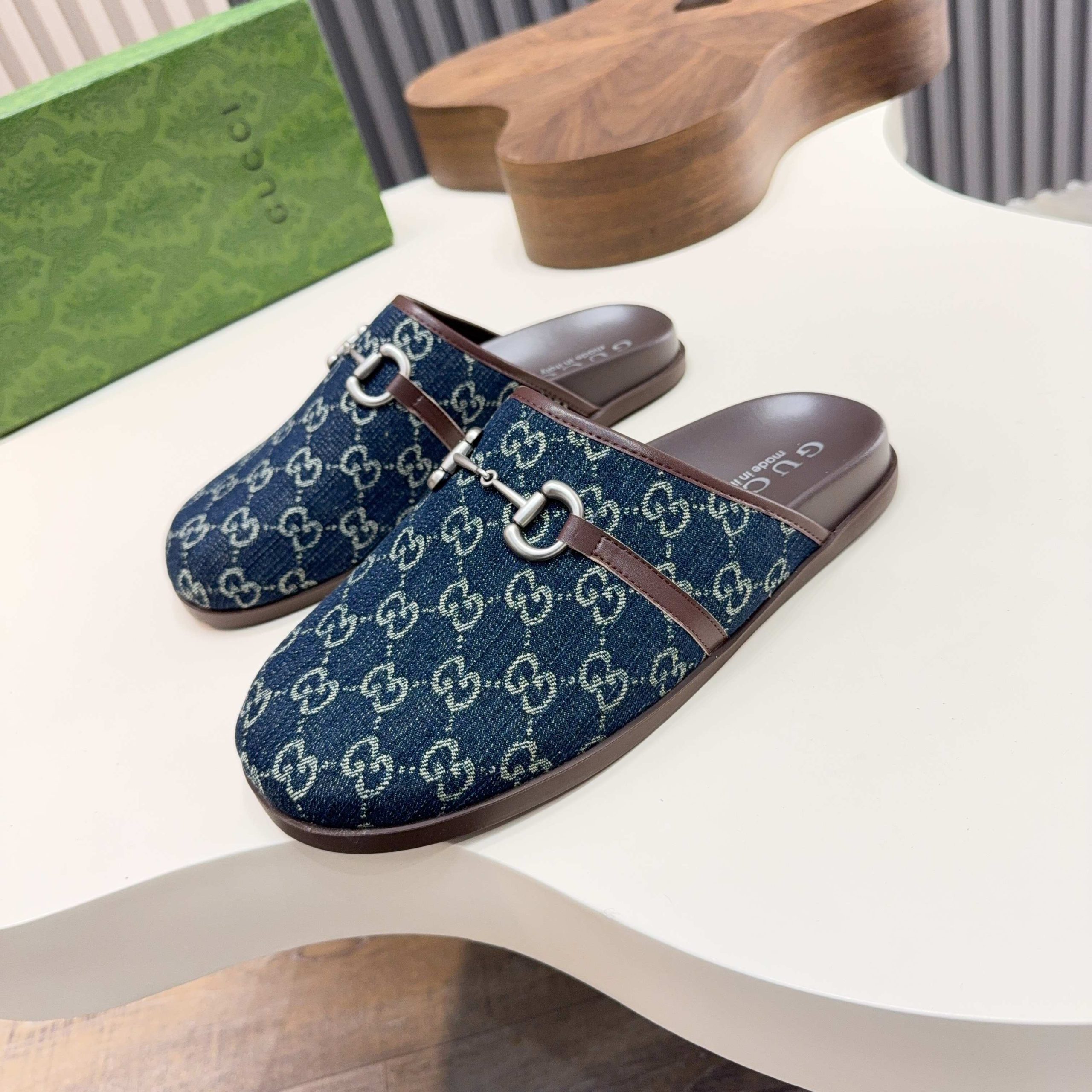 Gucci Horsebit GG Canvas Men Mules - Image 3