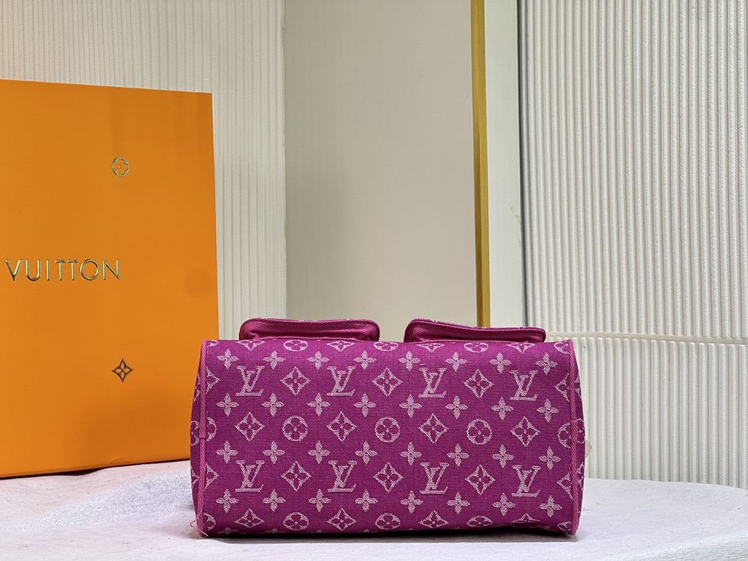 LV Monogram Denim Neo Speedy Fuchsia Bag - Image 7