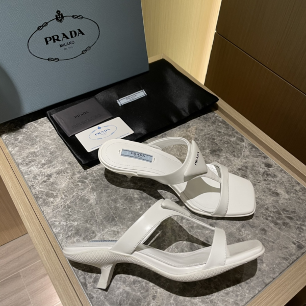 Prada  Polished Leather Sandals Slide