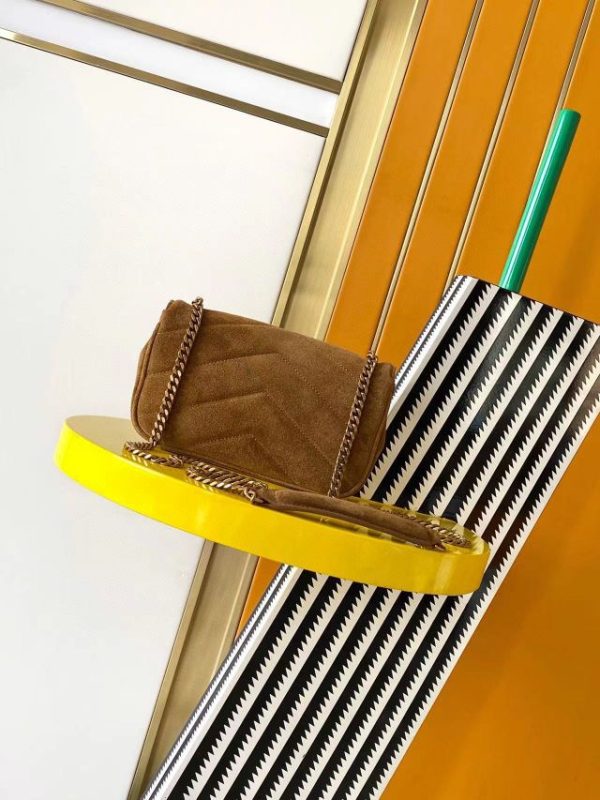 Saint Laurent YSL LOULOU small in MATELASSé suede in Brown