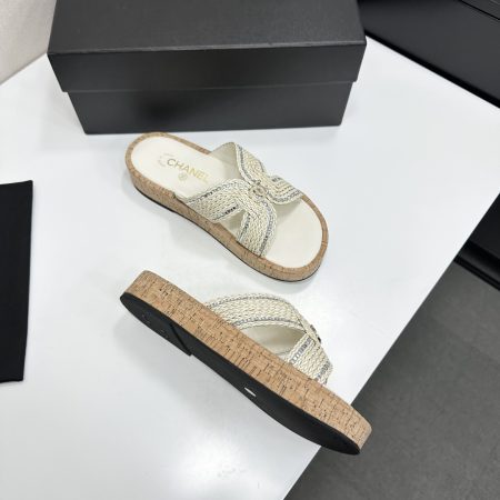 Chanel Raffia CC Platform Sandals - Image 12