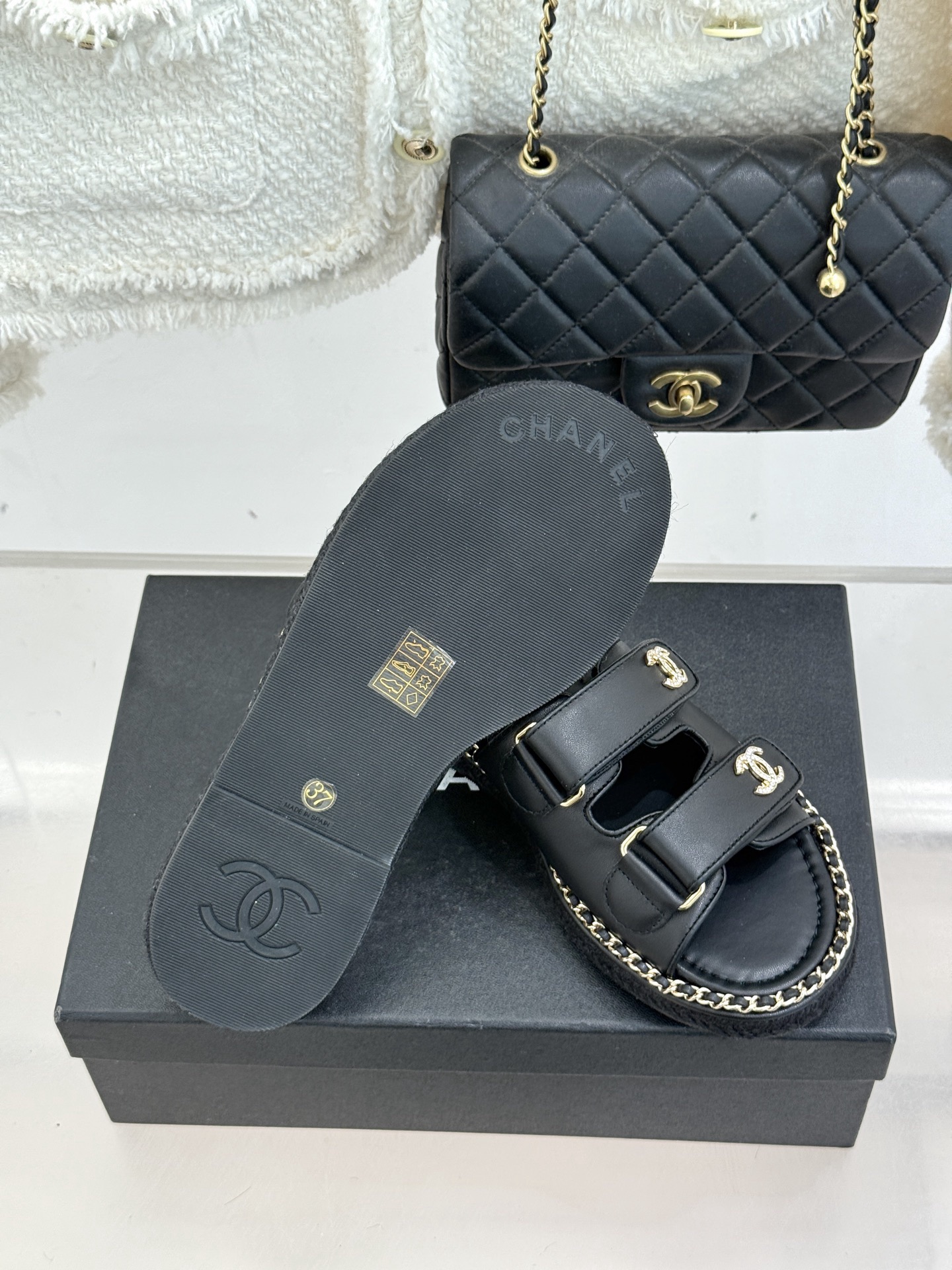 Chanel Black CC Double Breasted Flat Slippers Sandals - Image 9
