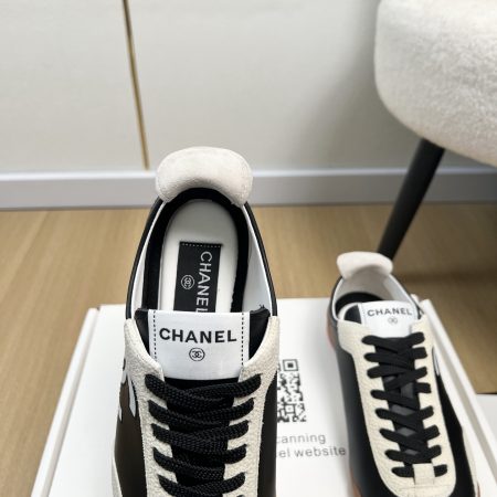 Chanel Calfskin Embossed Suede Womens CC Sneakers - Image 8