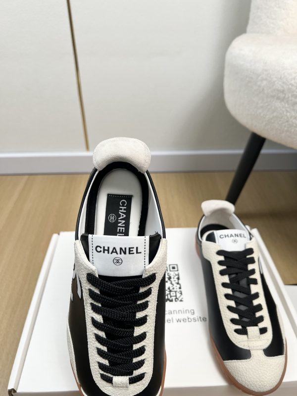 Chanel Calfskin Embossed Suede Womens CC Sneakers