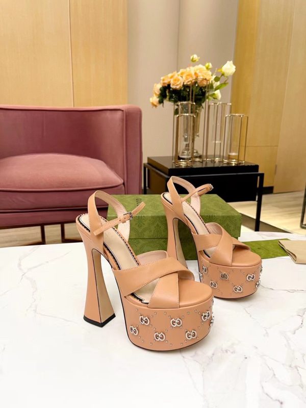 Gucci GG Patchwork Chunky-Heeled Sandals