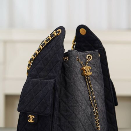 Chanel 25P Hobo Medium Handbag Denim & Gold-Tone Metal Top Quality - Image 4