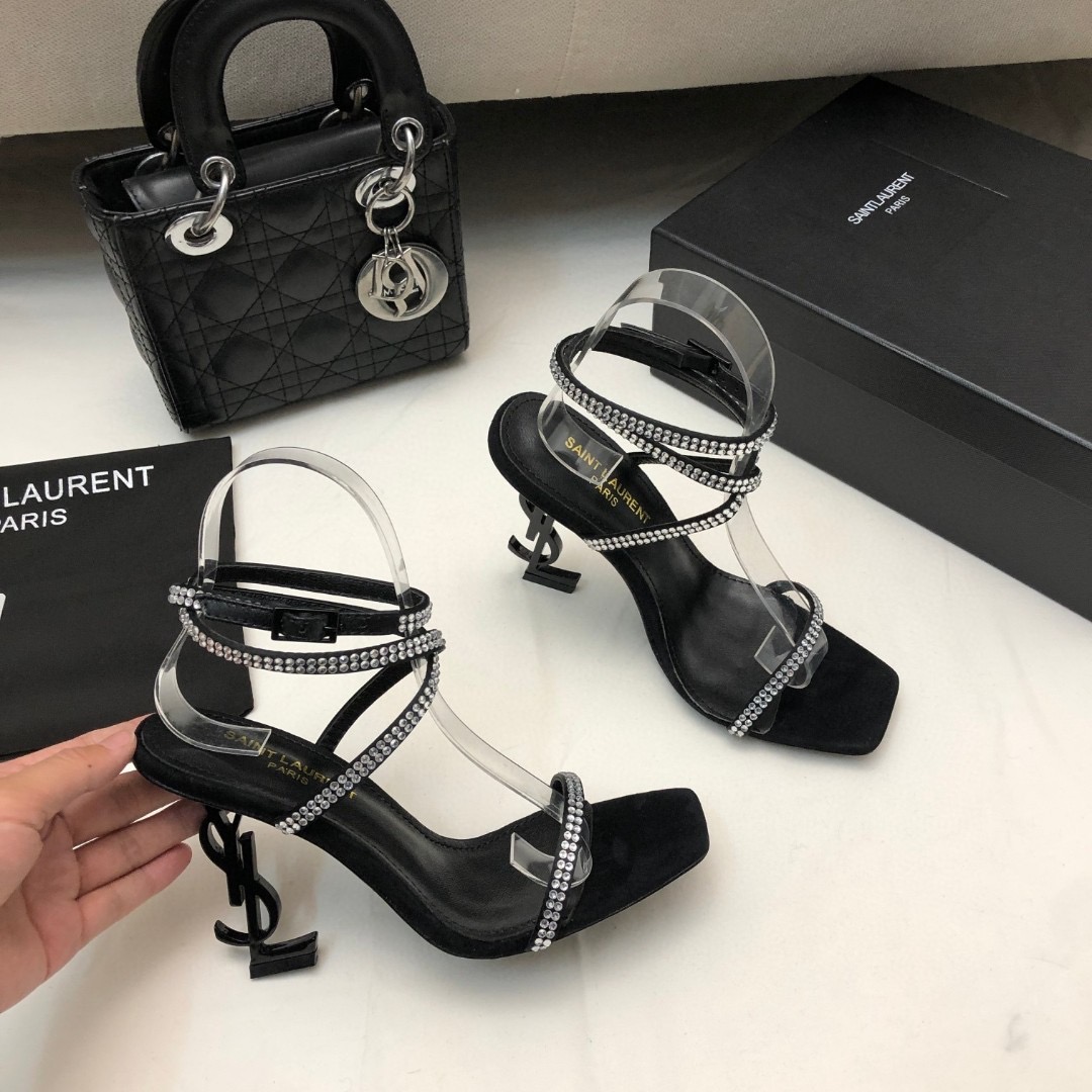 Saint Laurent YSL Rhinestones Shaped With 10.5cm Slide Heels - Image 3
