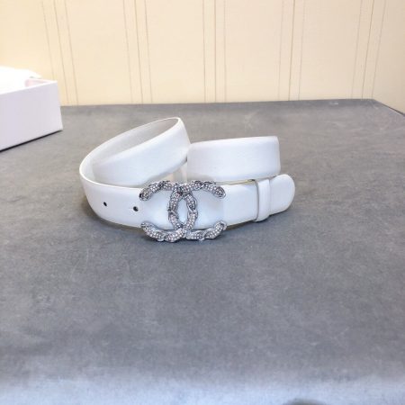 Chanel Belt With Double C Buckle White Women Belt 30MM - Image 5