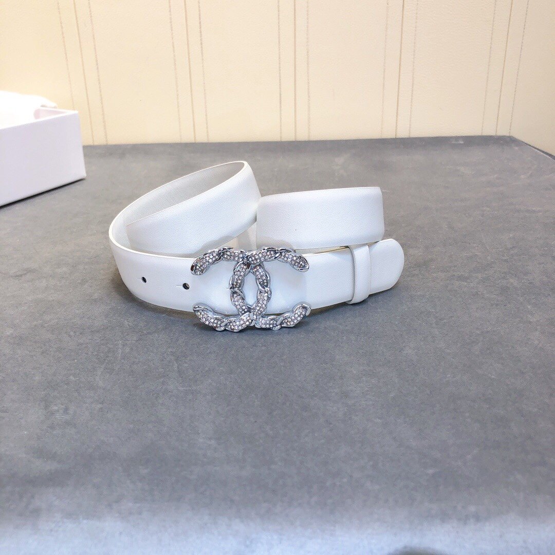 Chanel Belt With Double C Buckle White Women Belt 30MM - Image 5