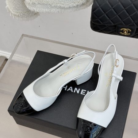 Chanel Black and White Slingback Heels - Image 2