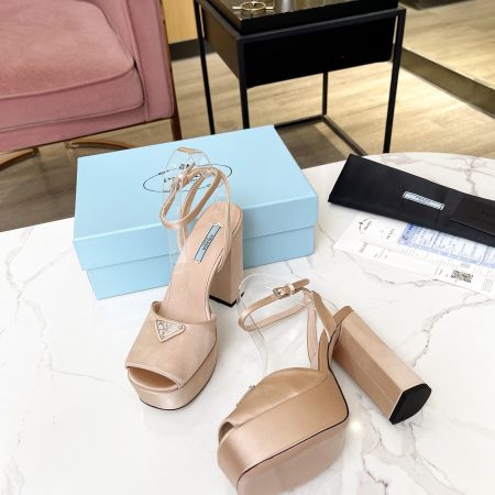 Prada Buckle Square-Heel Sandals - Image 9