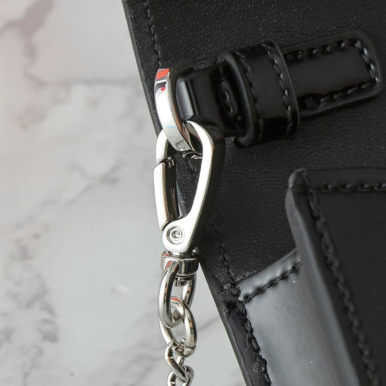 Prada Spazzolato Triangle Logo Plate Flap Chain Crossbody Bag - Image 5