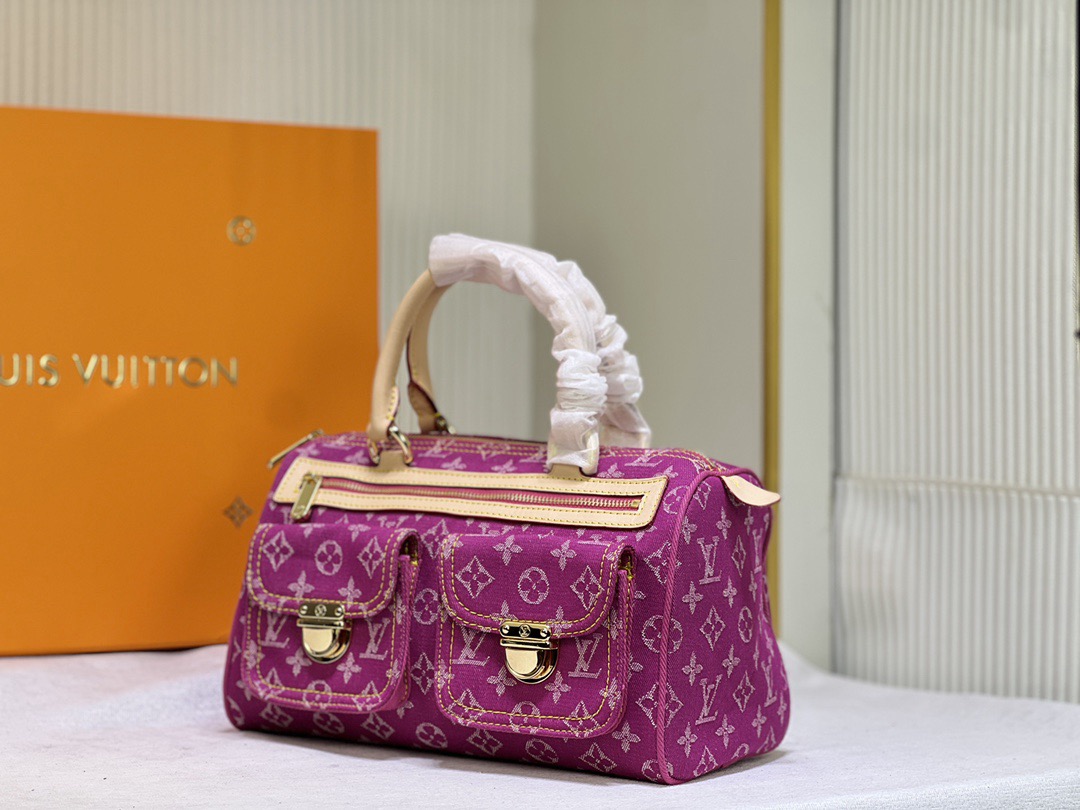 LV Monogram Denim Neo Speedy Fuchsia Bag - Image 5