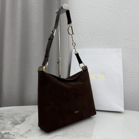 Dior Medium Diorly Bag Chocolate Suede - Image 2