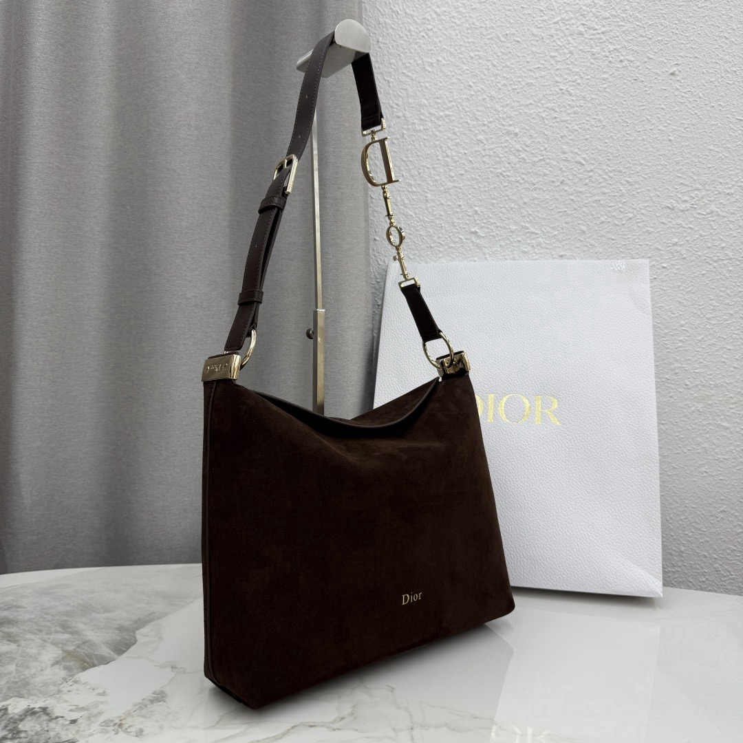 Dior Medium Diorly Bag Chocolate Suede - Image 2