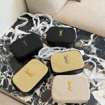 Saint Laurent Lou Raffia Crossbody Camera Bag - Image 1