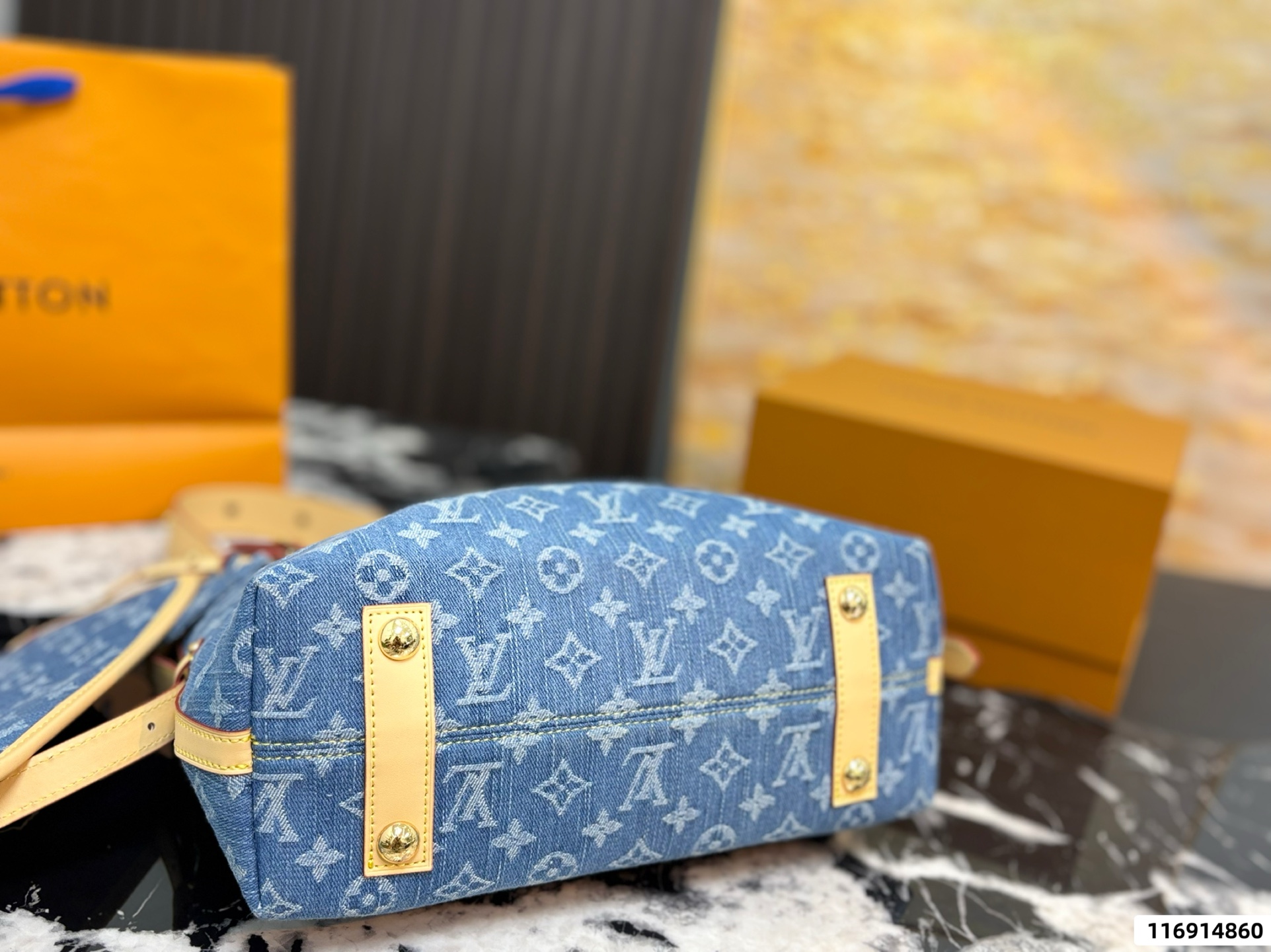 LV CarryAll MM Monogram Denim Bag - Image 8