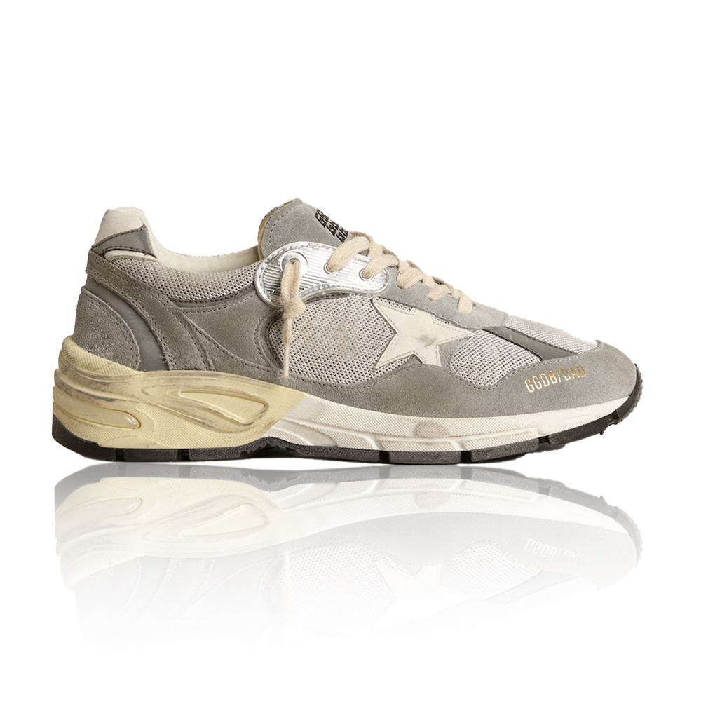 Golden Goose Dad-Star Shoes in Dove Gray Mesh and Suede - Image 1