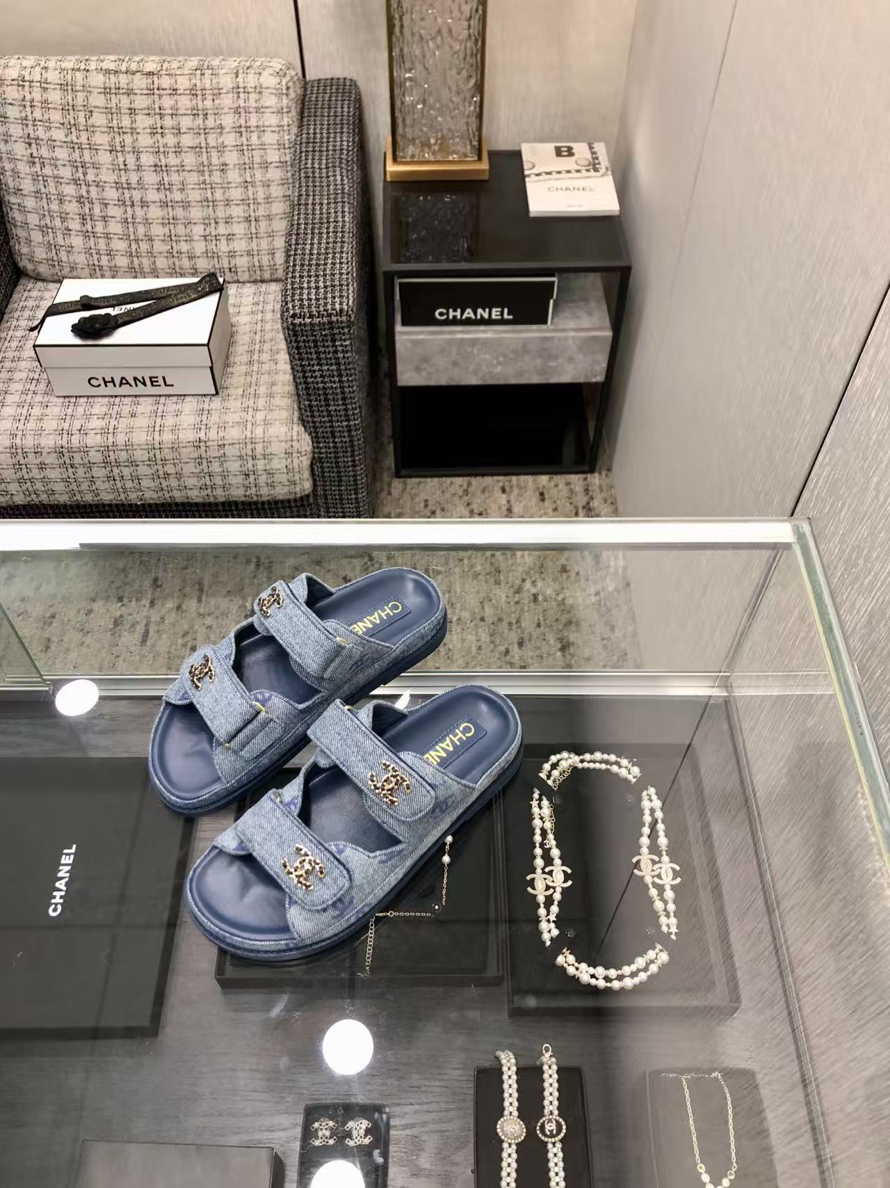 Chanel Denim CC Sandals Mules - Image 6