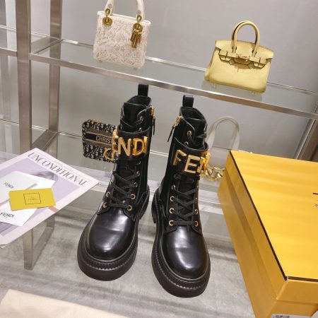 Fendi Fendigraphy Signature Logo Cuff Boots - Image 3