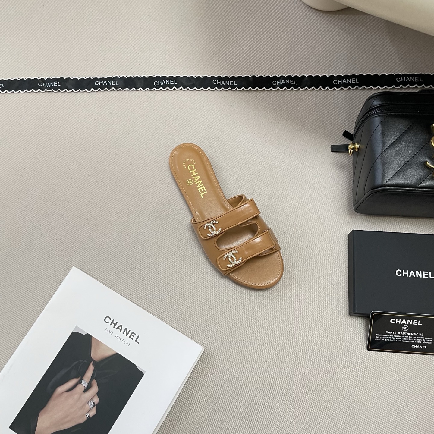 Chanel 26P Double C Diamond Buckle Velcro Slippers - Image 4